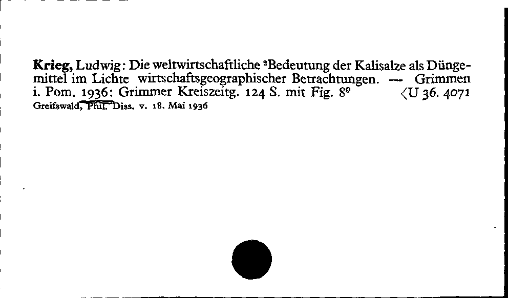 [Katalogkarte Dissertationenkatalog bis 1980]