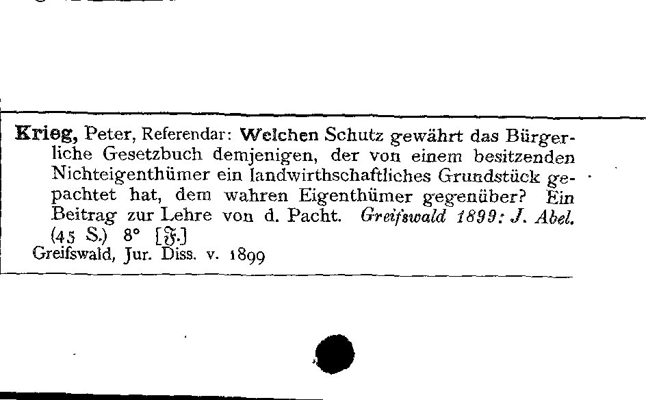 [Katalogkarte Dissertationenkatalog bis 1980]