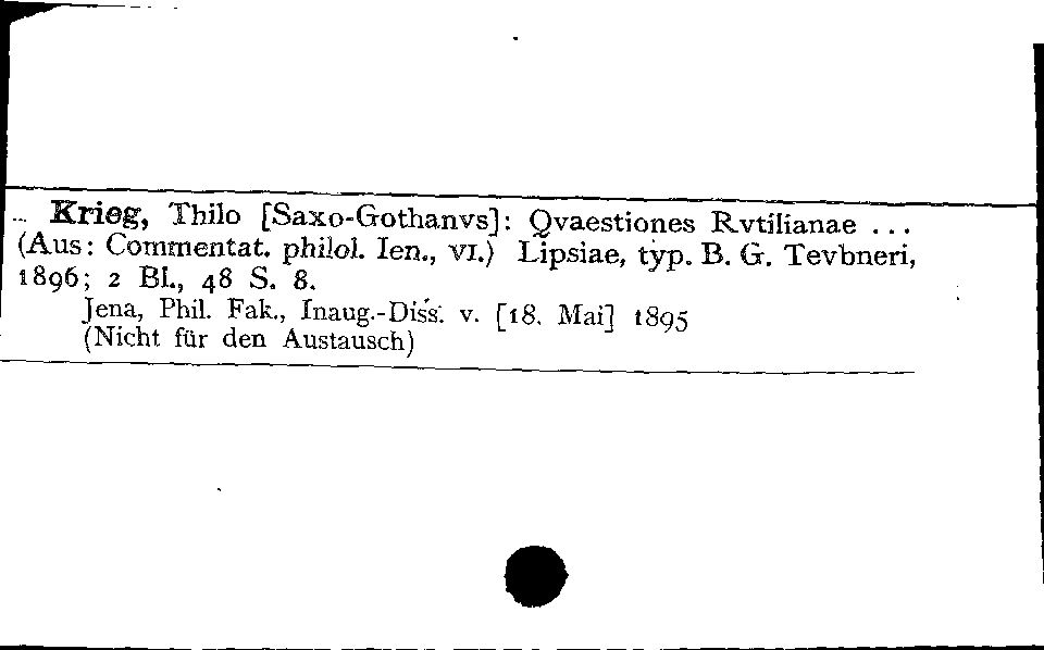 [Katalogkarte Dissertationenkatalog bis 1980]