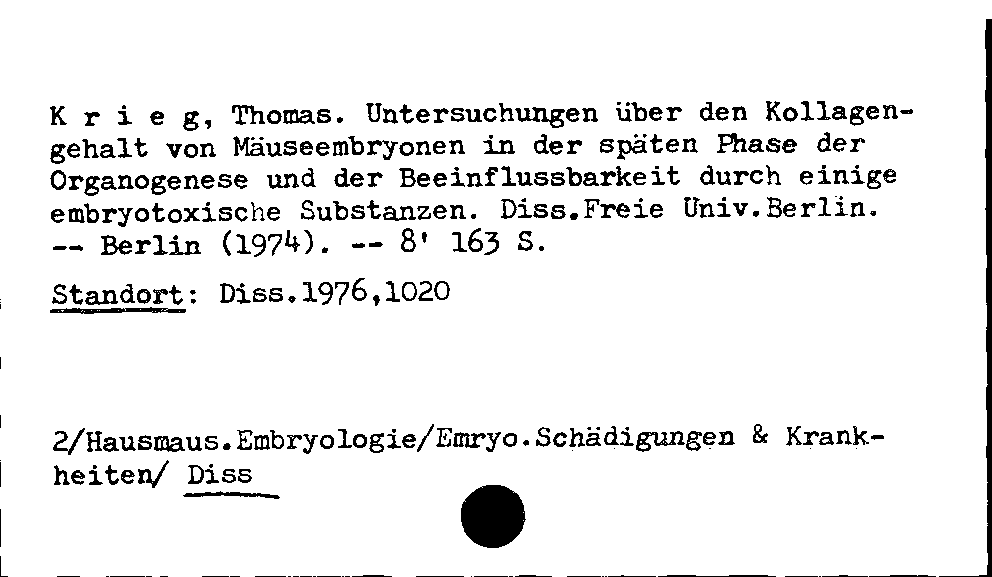 [Katalogkarte Dissertationenkatalog bis 1980]