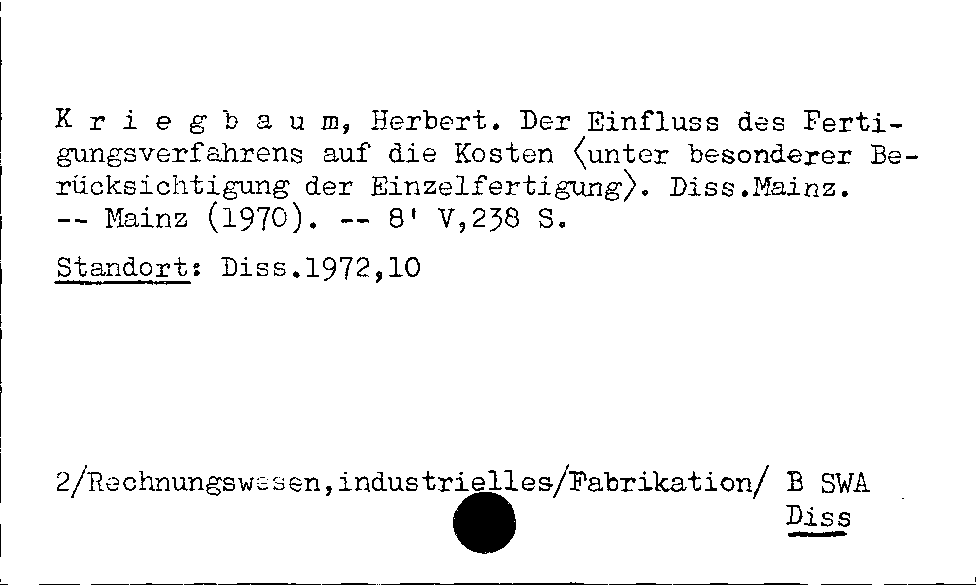 [Katalogkarte Dissertationenkatalog bis 1980]