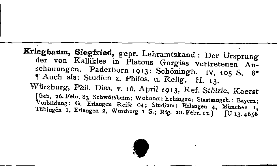 [Katalogkarte Dissertationenkatalog bis 1980]