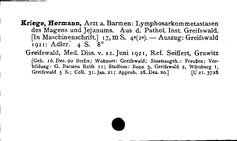 [Katalogkarte Dissertationenkatalog bis 1980]