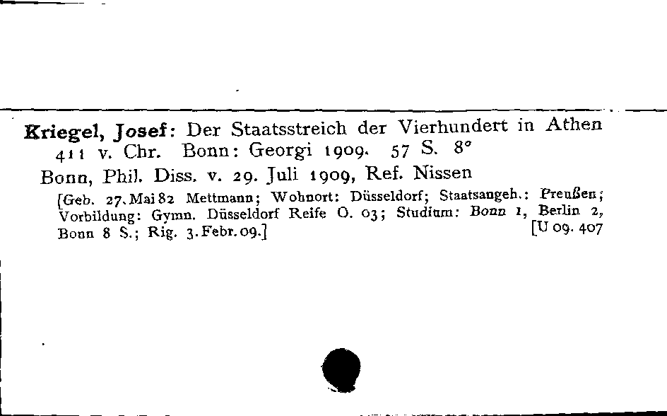 [Katalogkarte Dissertationenkatalog bis 1980]