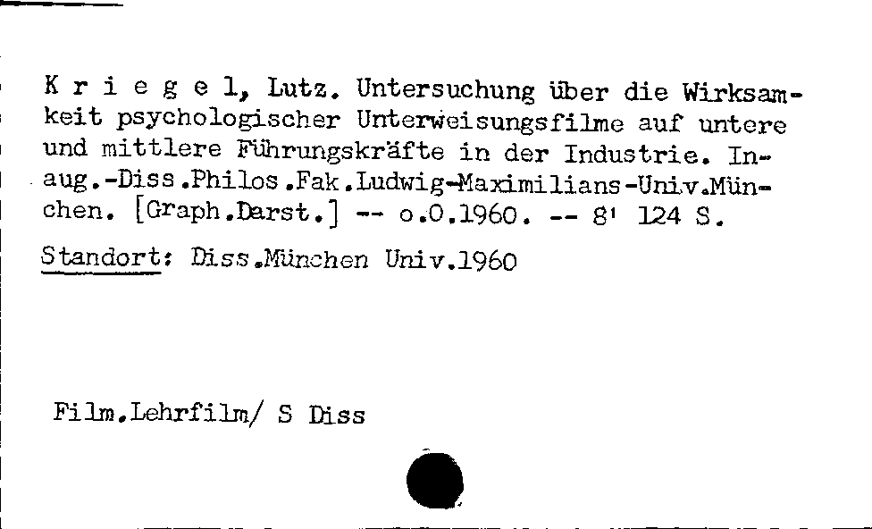 [Katalogkarte Dissertationenkatalog bis 1980]