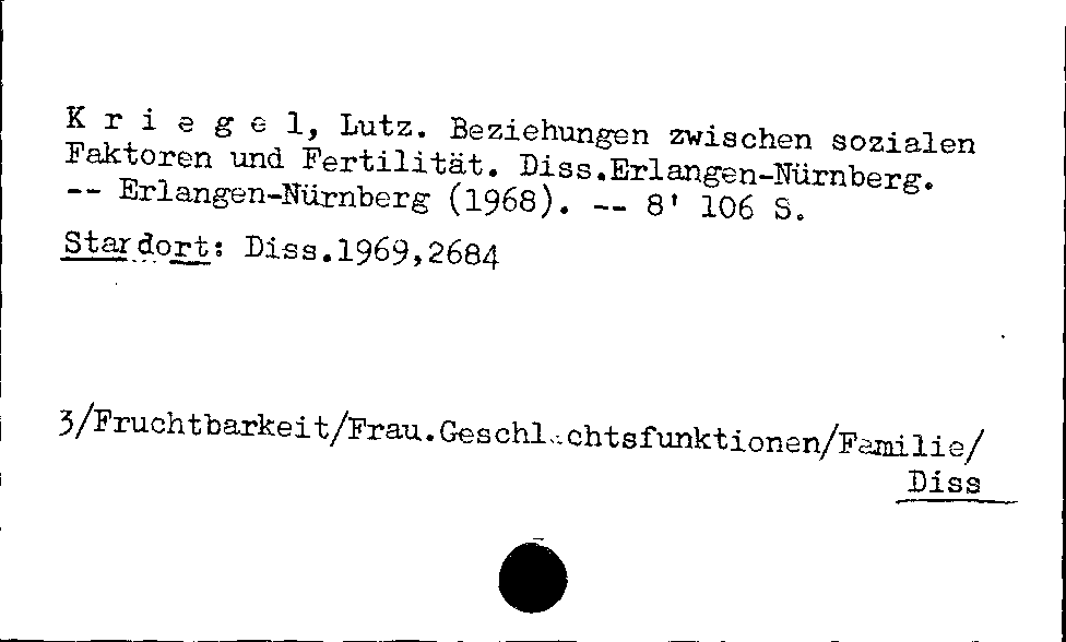 [Katalogkarte Dissertationenkatalog bis 1980]