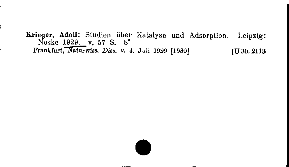 [Katalogkarte Dissertationenkatalog bis 1980]