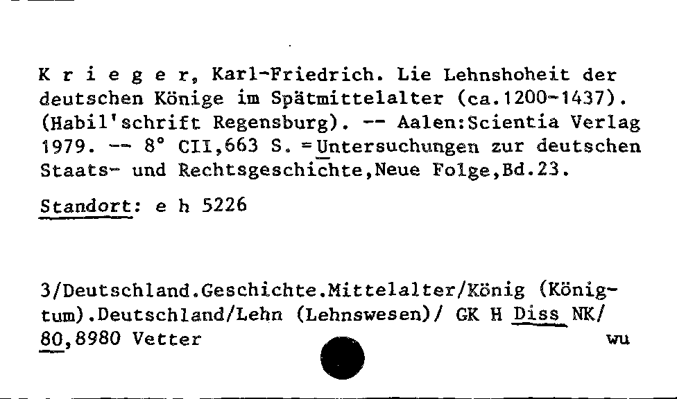 [Katalogkarte Dissertationenkatalog bis 1980]