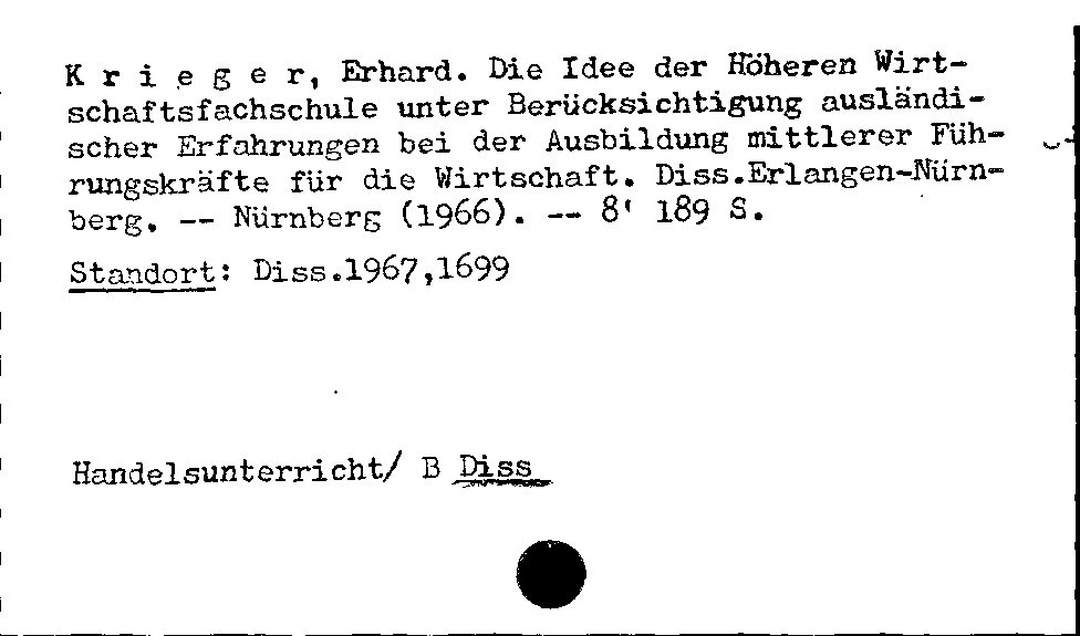 [Katalogkarte Dissertationenkatalog bis 1980]