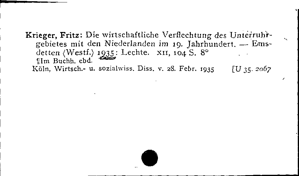 [Katalogkarte Dissertationenkatalog bis 1980]