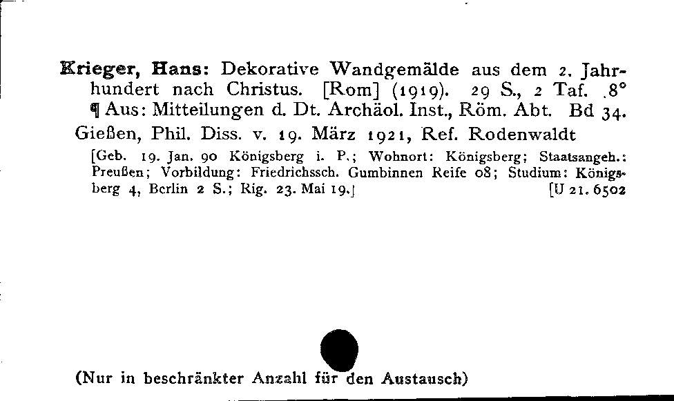 [Katalogkarte Dissertationenkatalog bis 1980]