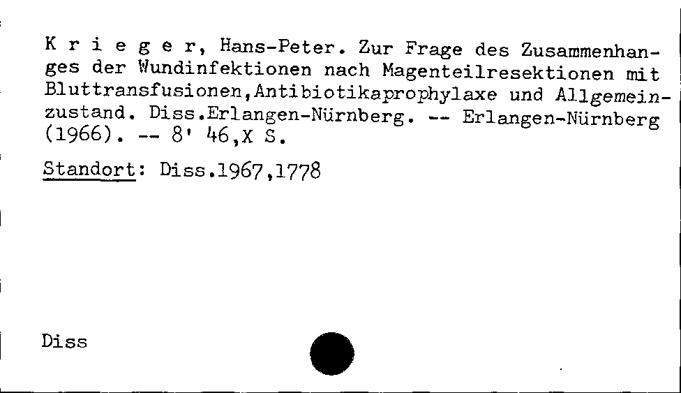 [Katalogkarte Dissertationenkatalog bis 1980]