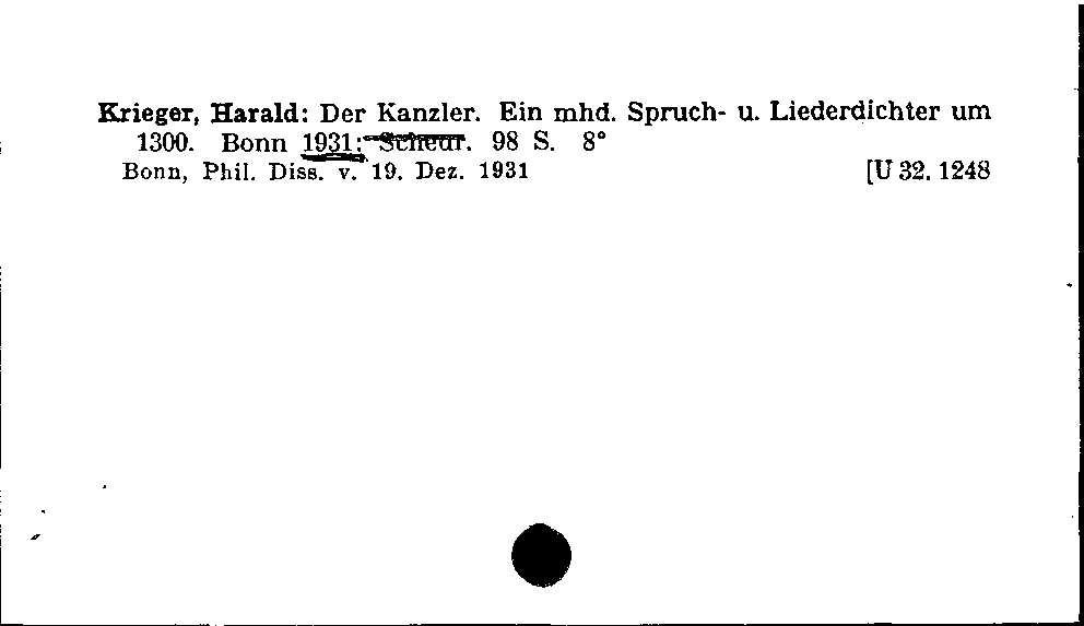 [Katalogkarte Dissertationenkatalog bis 1980]