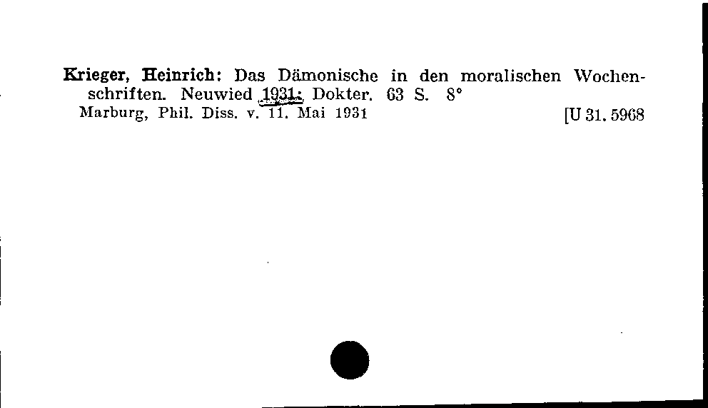 [Katalogkarte Dissertationenkatalog bis 1980]