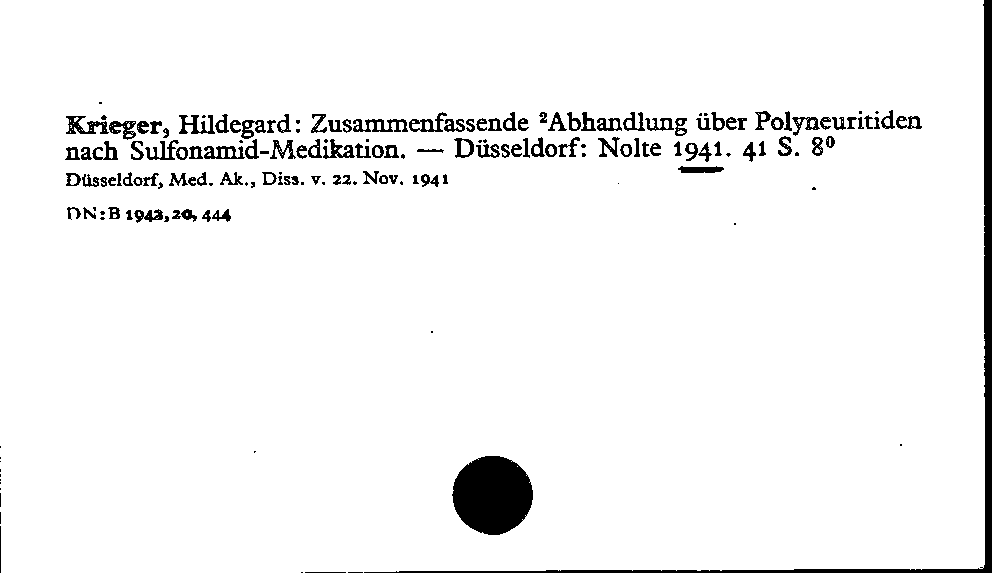 [Katalogkarte Dissertationenkatalog bis 1980]