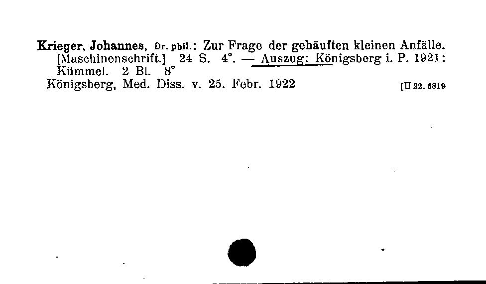 [Katalogkarte Dissertationenkatalog bis 1980]