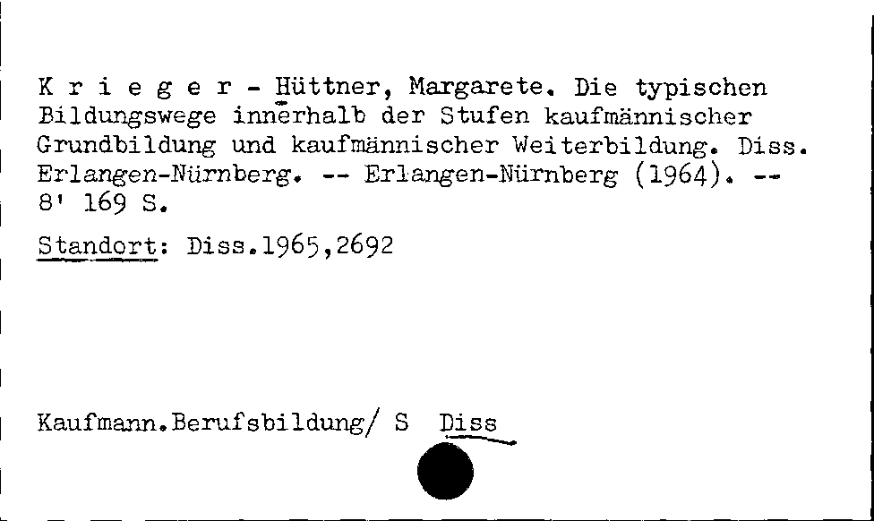 [Katalogkarte Dissertationenkatalog bis 1980]