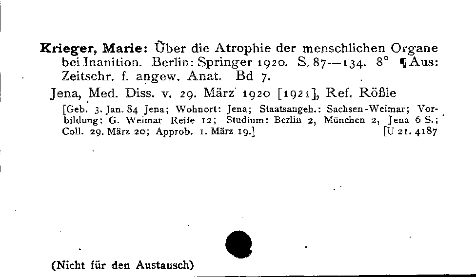 [Katalogkarte Dissertationenkatalog bis 1980]