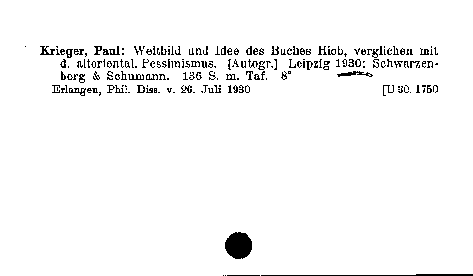 [Katalogkarte Dissertationenkatalog bis 1980]