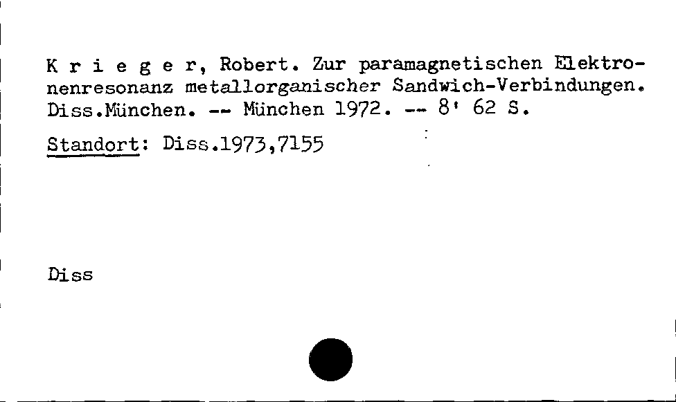 [Katalogkarte Dissertationenkatalog bis 1980]