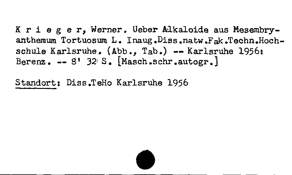 [Katalogkarte Dissertationenkatalog bis 1980]