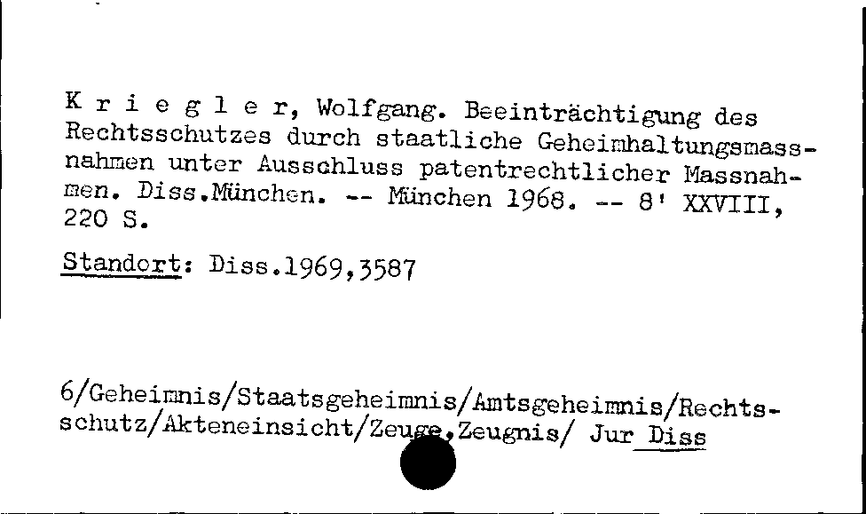 [Katalogkarte Dissertationenkatalog bis 1980]