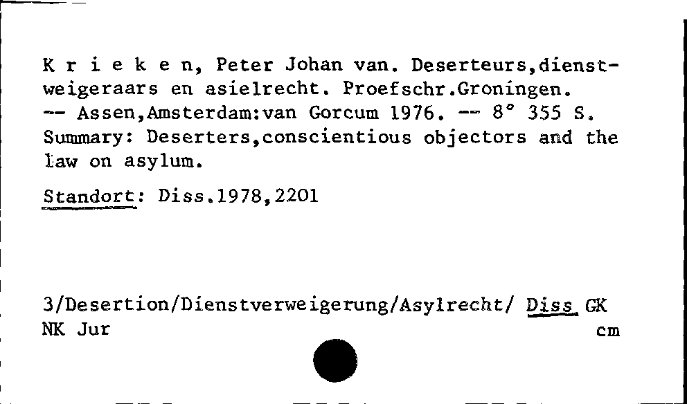 [Katalogkarte Dissertationenkatalog bis 1980]