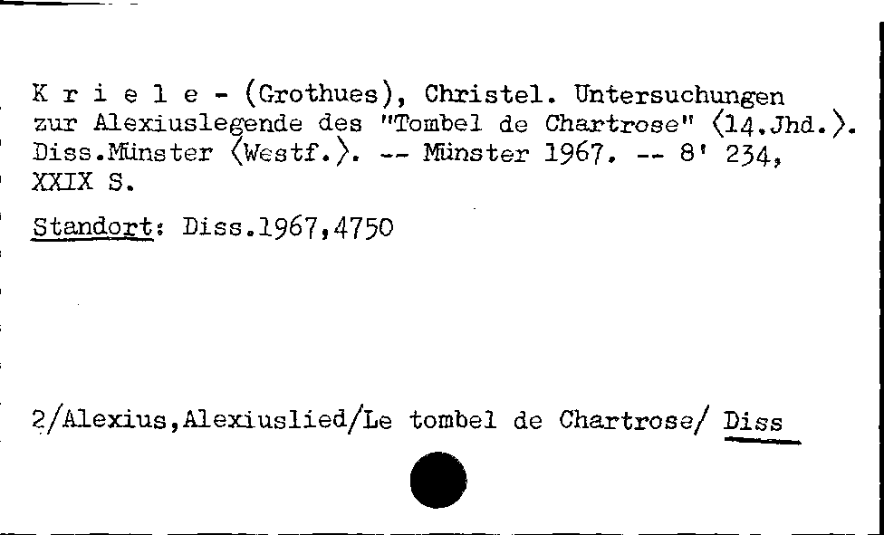 [Katalogkarte Dissertationenkatalog bis 1980]