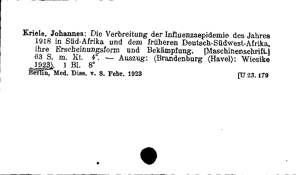 [Katalogkarte Dissertationenkatalog bis 1980]