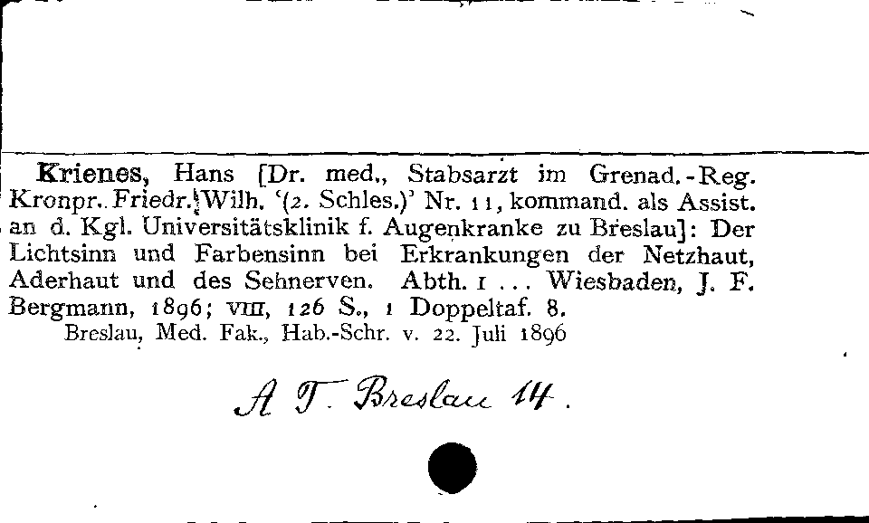 [Katalogkarte Dissertationenkatalog bis 1980]