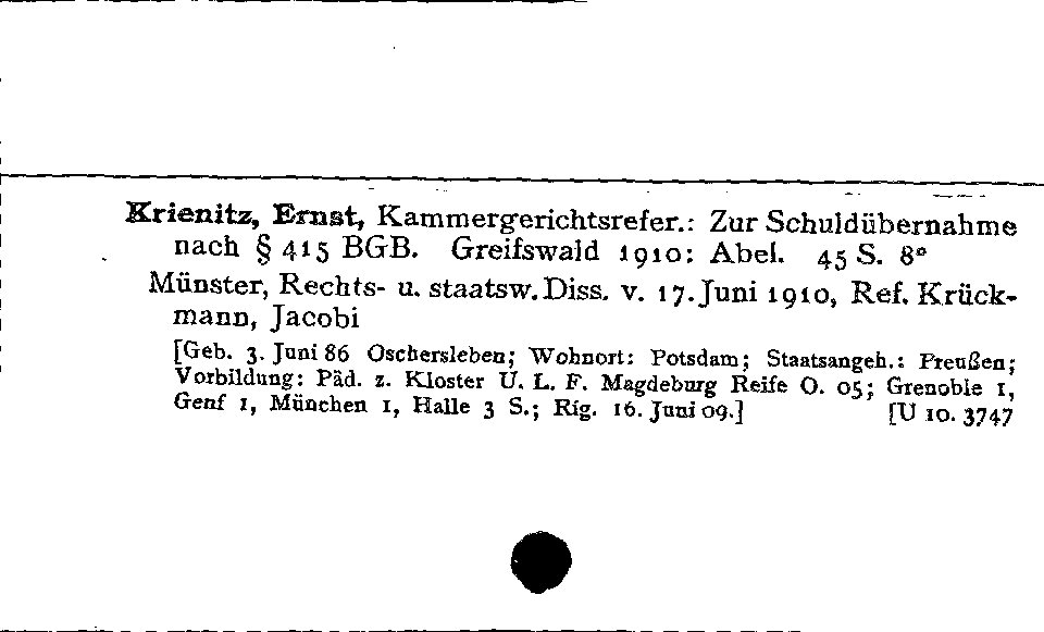 [Katalogkarte Dissertationenkatalog bis 1980]