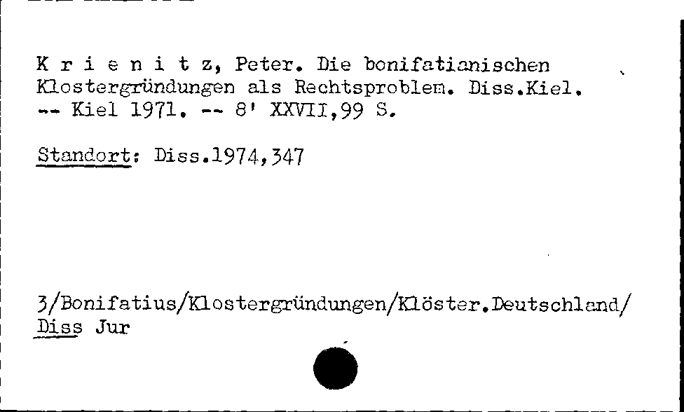 [Katalogkarte Dissertationenkatalog bis 1980]