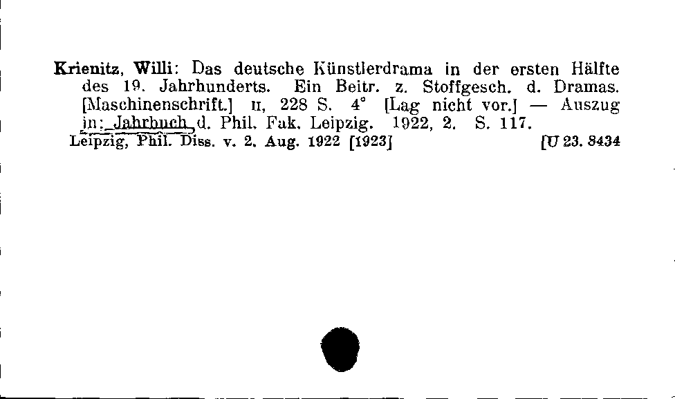 [Katalogkarte Dissertationenkatalog bis 1980]