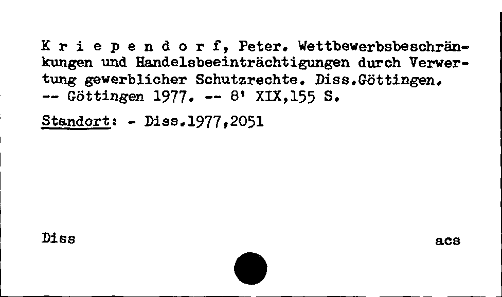 [Katalogkarte Dissertationenkatalog bis 1980]