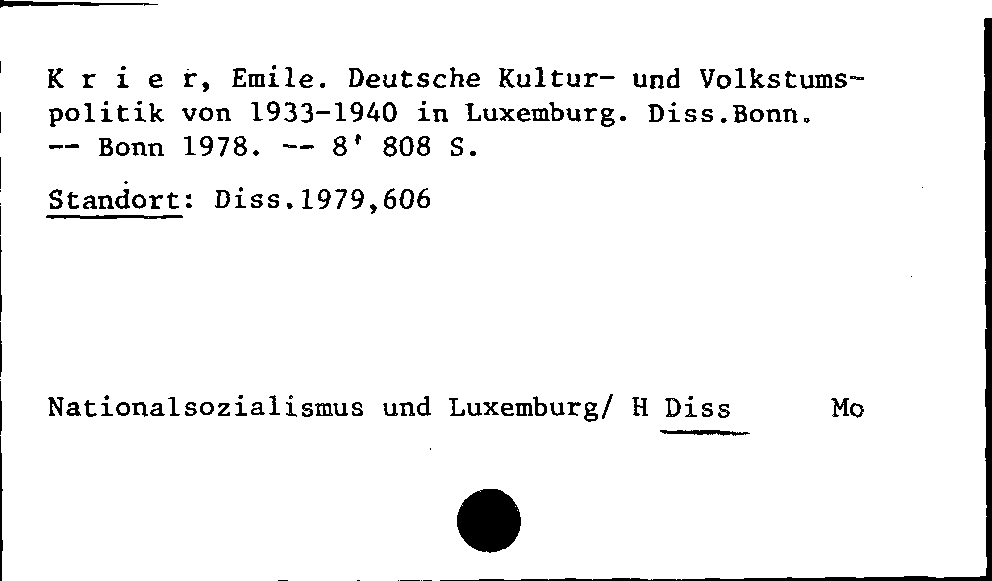 [Katalogkarte Dissertationenkatalog bis 1980]