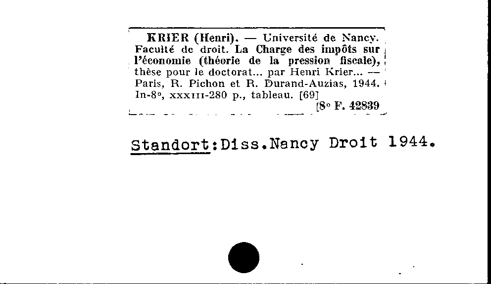 [Katalogkarte Dissertationenkatalog bis 1980]