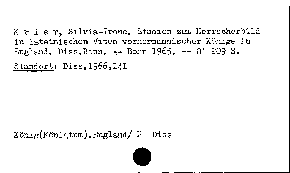 [Katalogkarte Dissertationenkatalog bis 1980]