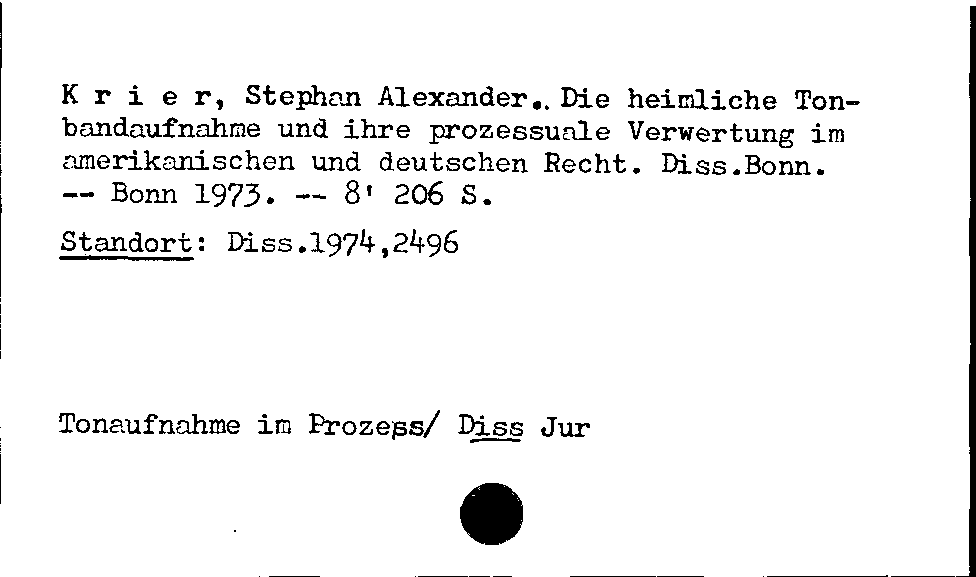 [Katalogkarte Dissertationenkatalog bis 1980]