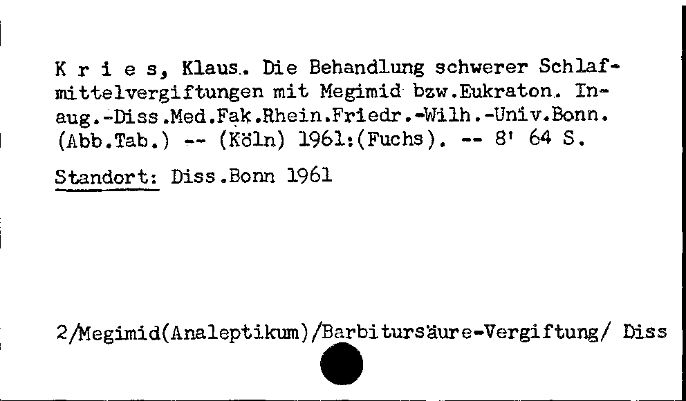 [Katalogkarte Dissertationenkatalog bis 1980]