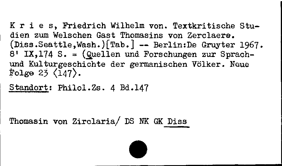 [Katalogkarte Dissertationenkatalog bis 1980]