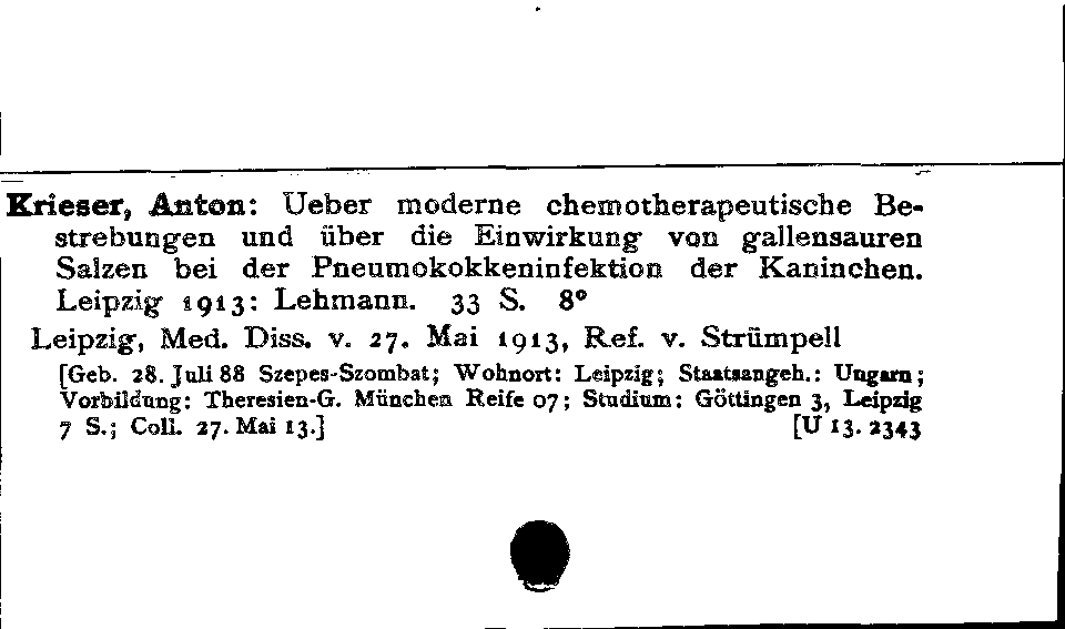 [Katalogkarte Dissertationenkatalog bis 1980]