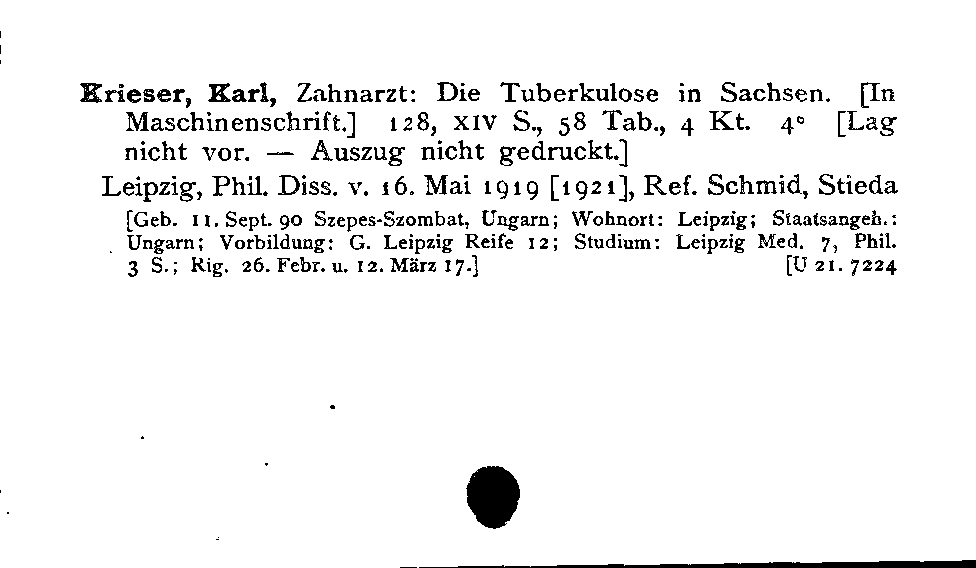 [Katalogkarte Dissertationenkatalog bis 1980]