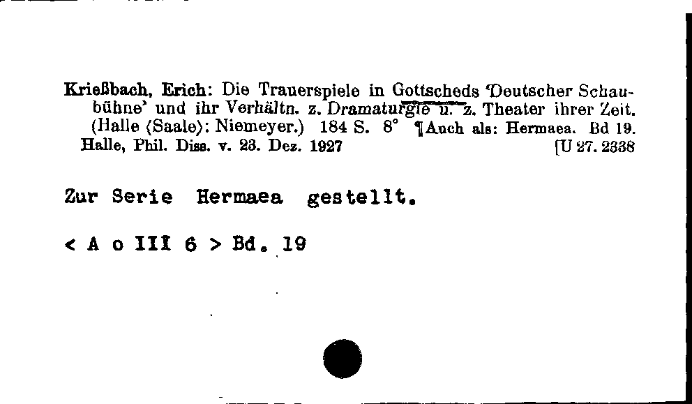 [Katalogkarte Dissertationenkatalog bis 1980]