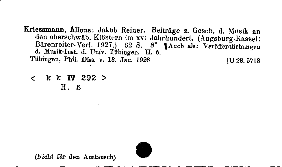 [Katalogkarte Dissertationenkatalog bis 1980]