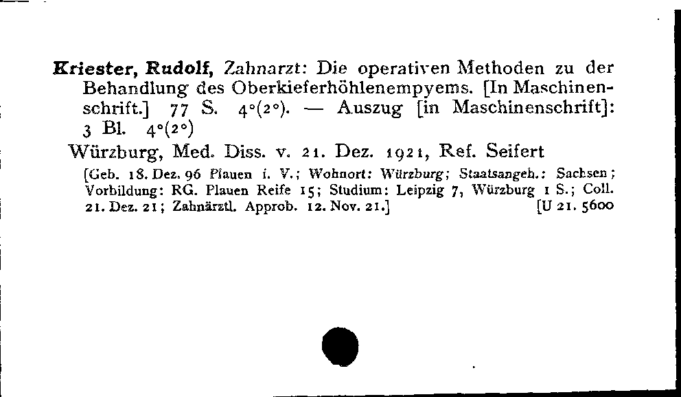 [Katalogkarte Dissertationenkatalog bis 1980]