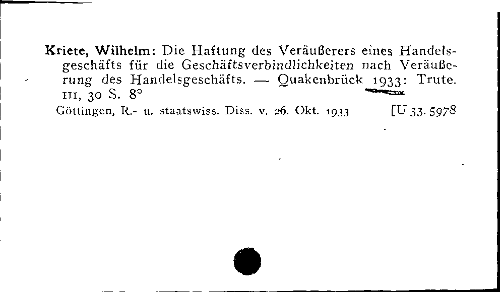 [Katalogkarte Dissertationenkatalog bis 1980]