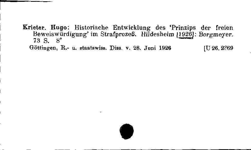 [Katalogkarte Dissertationenkatalog bis 1980]