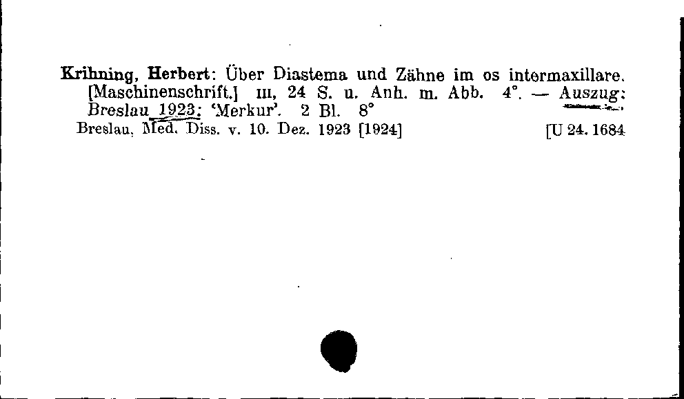 [Katalogkarte Dissertationenkatalog bis 1980]