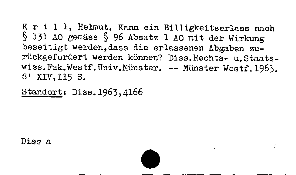 [Katalogkarte Dissertationenkatalog bis 1980]