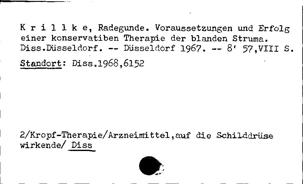 [Katalogkarte Dissertationenkatalog bis 1980]